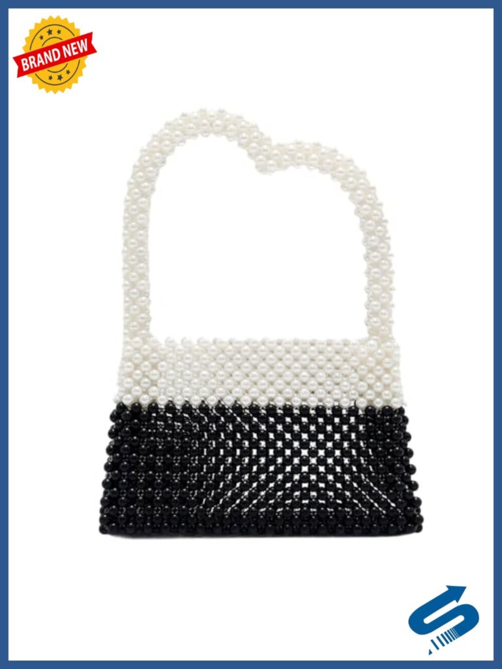 Heart Shape Beaded Pearl Clutch Handbag Top-Handle Tote